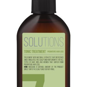 A glass bottle of tonic treatment solutions