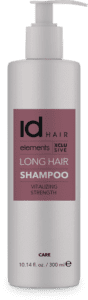 White bottle of long hair shampoo